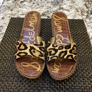 Sam Edelman Leopard Wedge Sandals 9.5 NEW